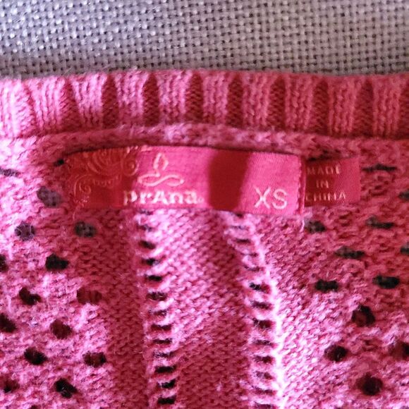 PRANA Parker Open Knit 100% Organic Cotton Sweater Red Slate Womens XSmall - Picture 4 of 11